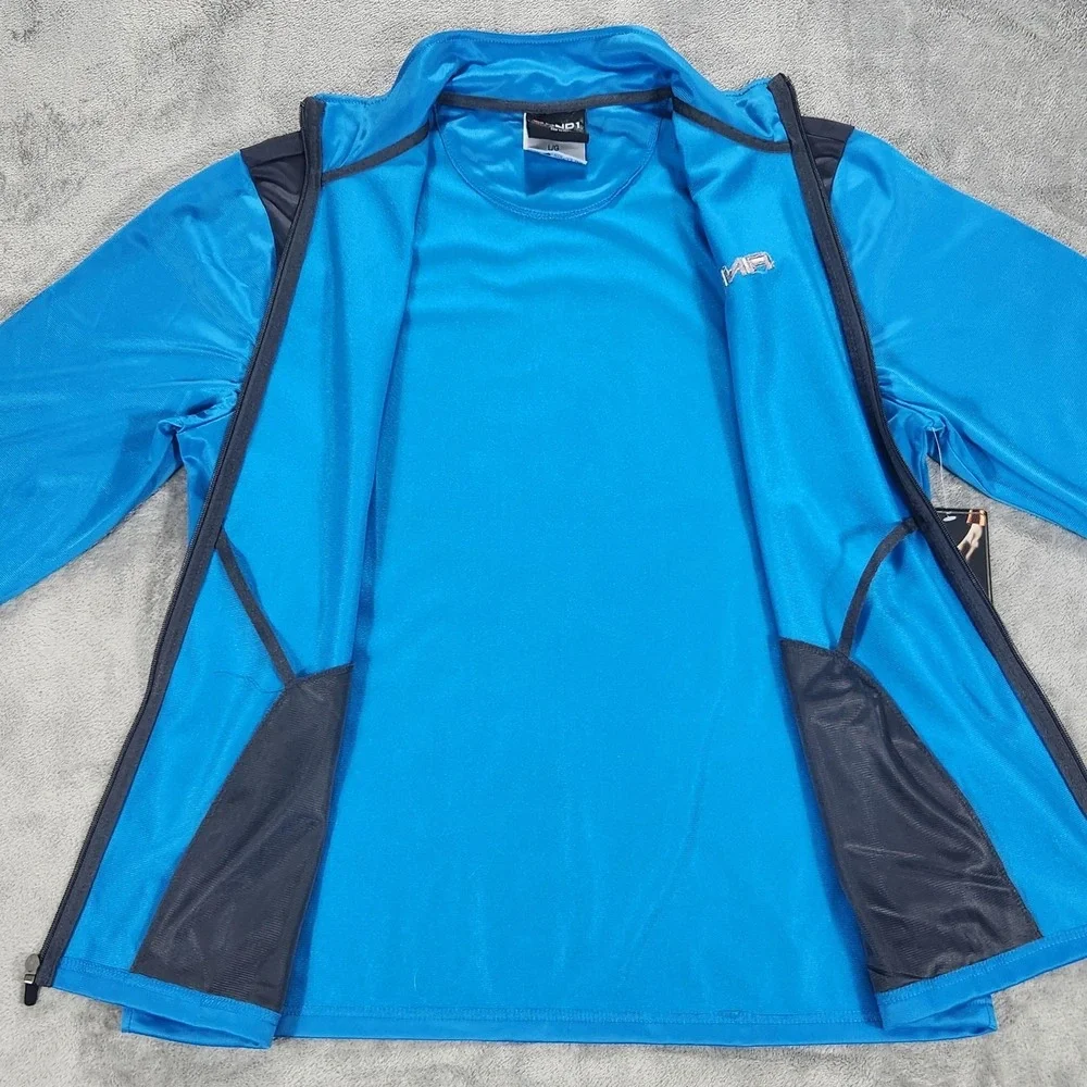 AND1 Track Jacket Mens Large Blue‎ Full Zip Basketball Training Warmup Athletic